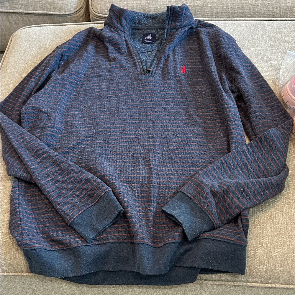 Johnnie-O Men's Navy and Red Striped Sweater
